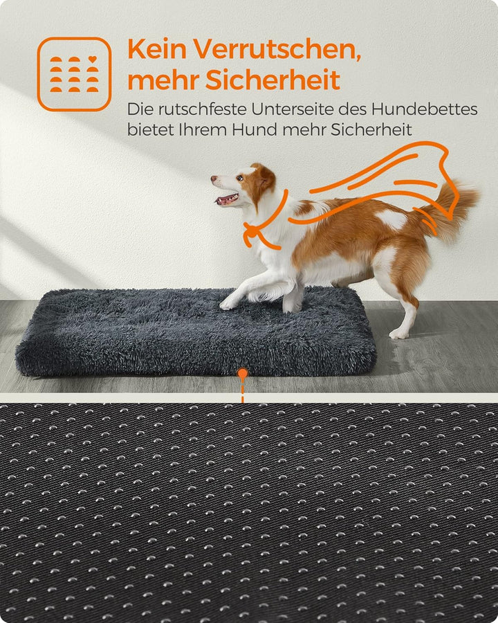 Feandrea Hundebett, Hundekissen, Flauschige Hundematte, Langer Plüsch, 110 x 73 cm, weiche Polsterun