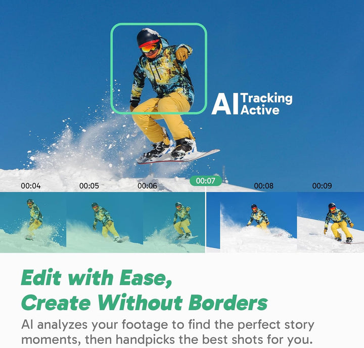 AKASO 360° Action Cam Ski-Set - 5.7K 72MP 360 Grad Actionkamera mit 256GB Speicherkarte Duale 1/2" 4