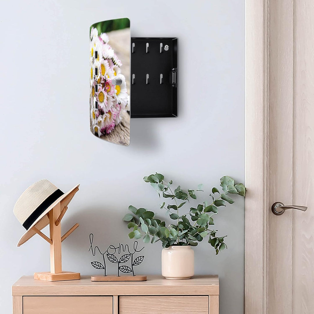 banjado® Design Schlüsselkasten aus Edelstahl Motiv Strauss Gänseblümchen für 24x21,5x7cm Schlüssel
