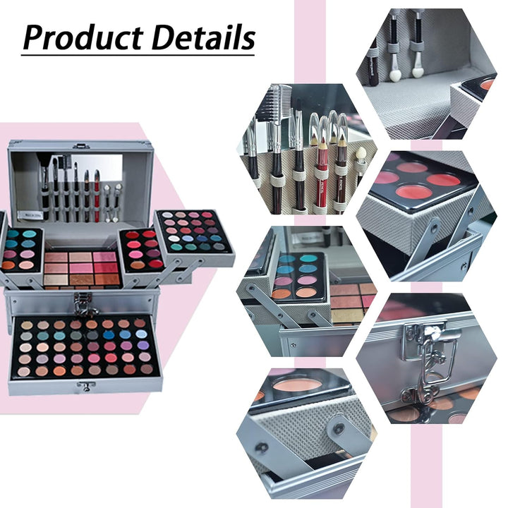 MKNZOME Schminkkasten Make-Up Set, Professionelles Kosmetische Schmink Set mit Lidschatten Lippenglo