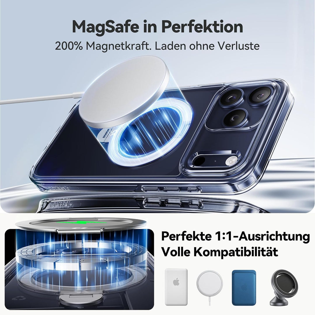 CASEKOO für iPhone 17 Pro Max Hülle für MagSafe [360 Drehständer] [Kameraschutz & Militärschutz] Sto