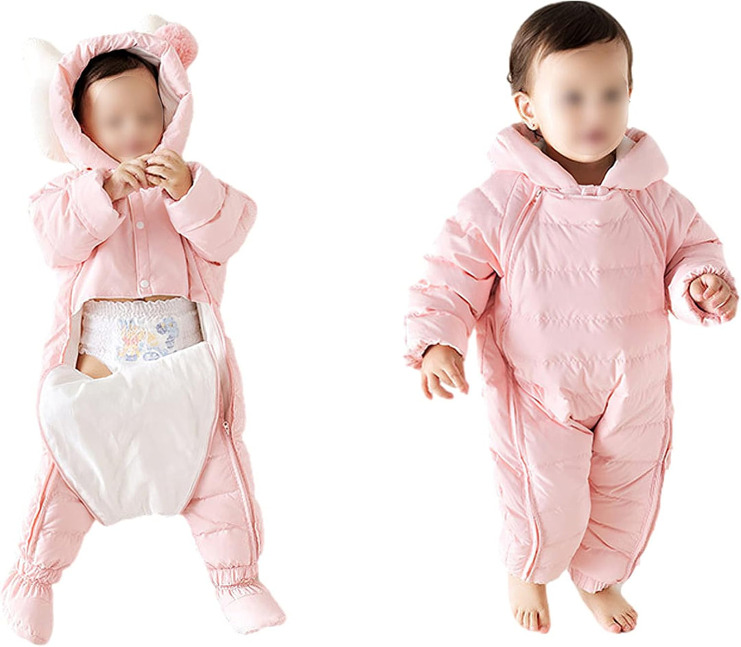 Baby Winter Overall Mit Kapuze Schneeanzüge Strampler Jungen Mädchen Spielanzug für 3-24 Monate 3-6