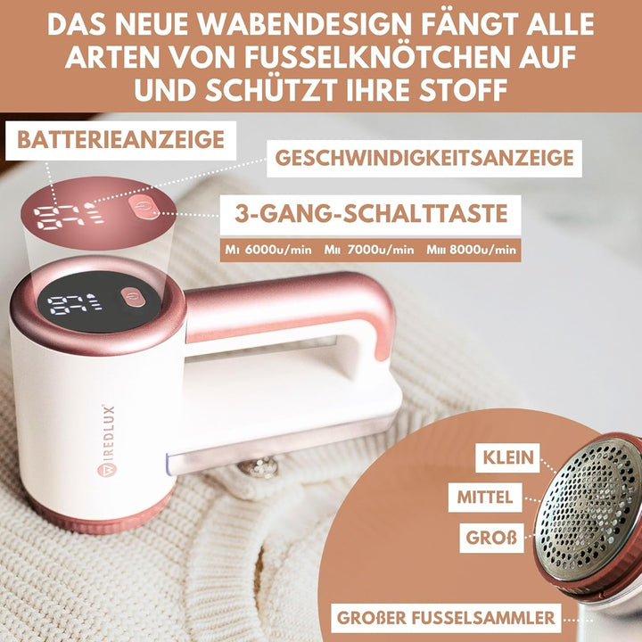 Fusselrasierer Elektrisch WiredLux - Wiederaufladbarer Fusselentferner für Kleidung & Möbel - Einste