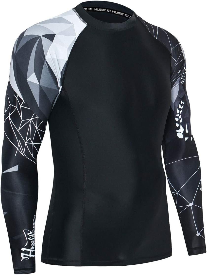 HUGE SPORTS Wildes Tier Rashguard Sonnenschutz Schnelltrocknend Kompression Schwimmshirt L Hai, L Ha