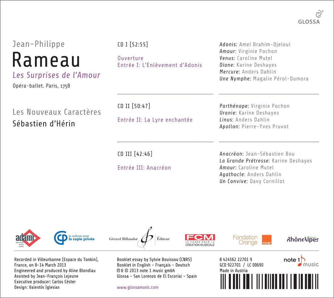 Rameau: Les Surprises De L'amour, Audio-CD