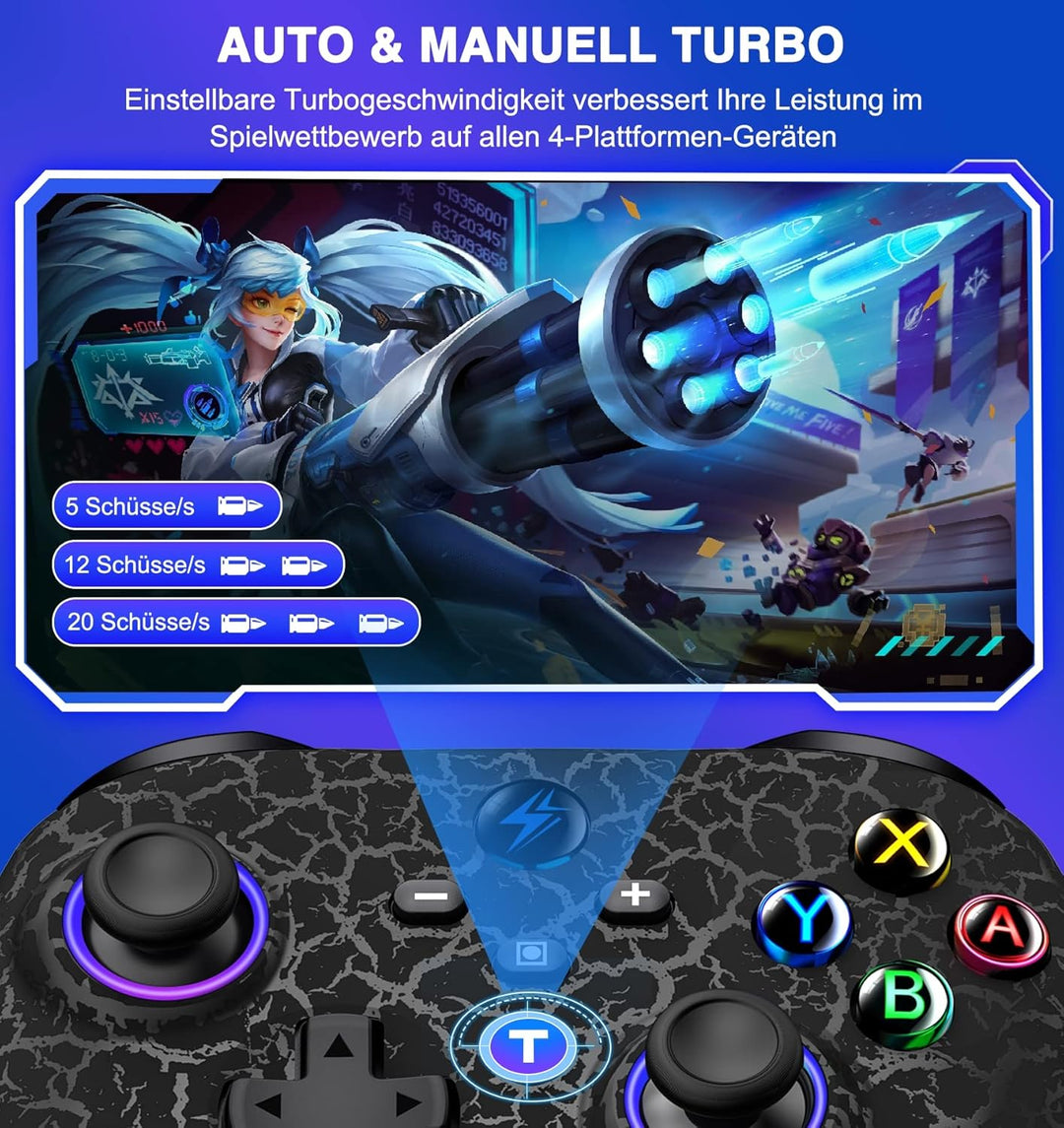 Switch Controller für Nintendo, Switch Controller mit 2 Back Button Macro Programmierbar/Rissiges De