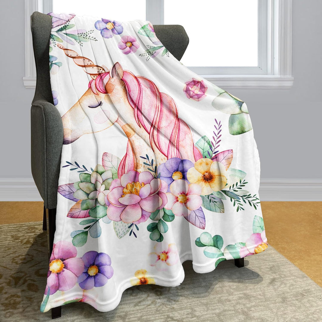 YISUMEI Decke 150x200 cm Kuscheldecken Sanft Flanell Weich Fleecedecke Rosa Einhorn 150 x 200 cm, 15