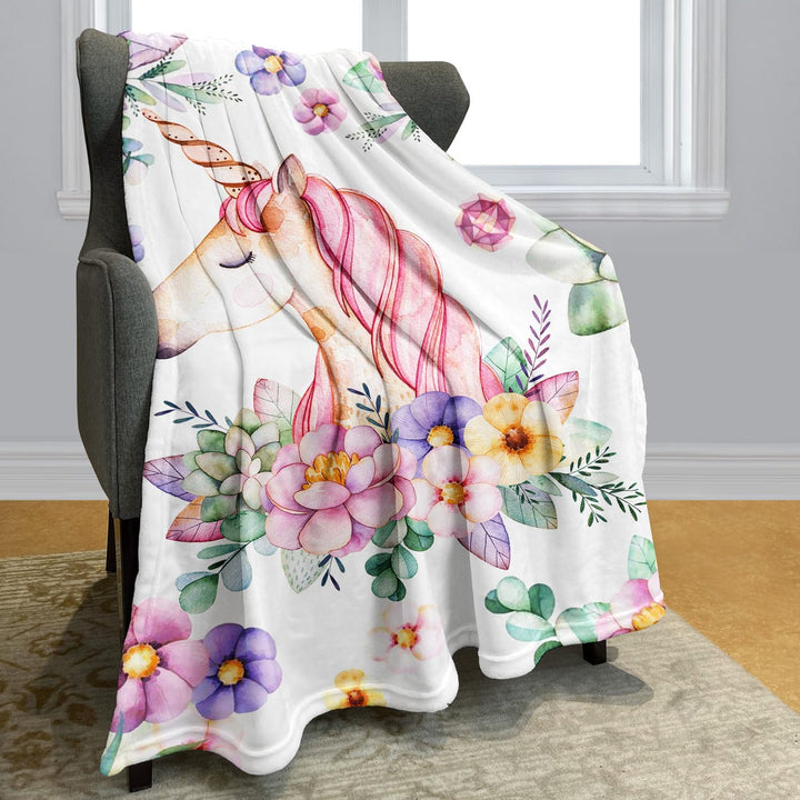 YISUMEI Decke 150x200 cm Kuscheldecken Sanft Flanell Weich Fleecedecke Rosa Einhorn 150 x 200 cm, 15