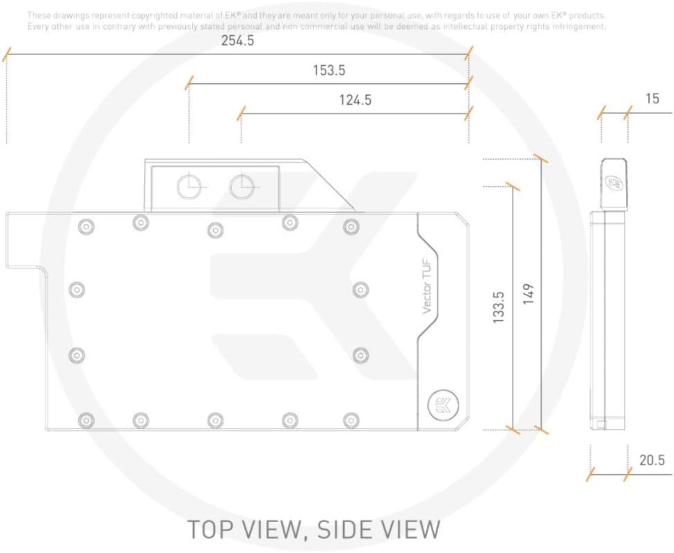 EKWB EK-Quantum Vector TUF RTX 3070 D-RGB GPU Water Block - Nickel + Plexi