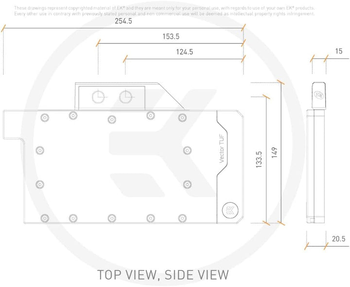 EKWB EK-Quantum Vector TUF RTX 3070 D-RGB GPU Water Block - Nickel + Plexi