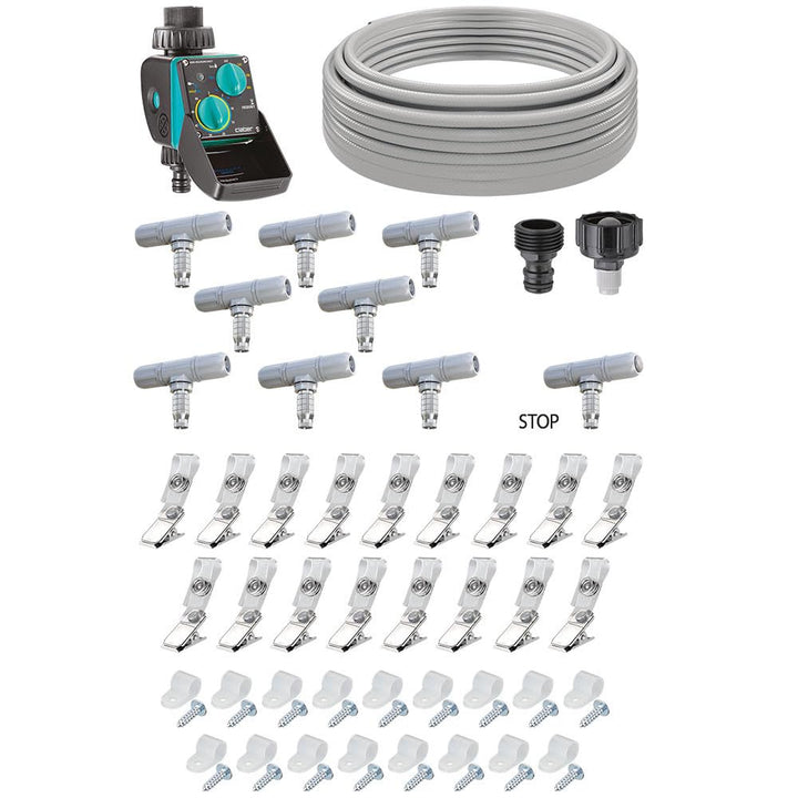 Claber Kit Happy Fresh Evolution 12 m mit Bewässerungscomputer, Kühlung Sprühnebel-Kit