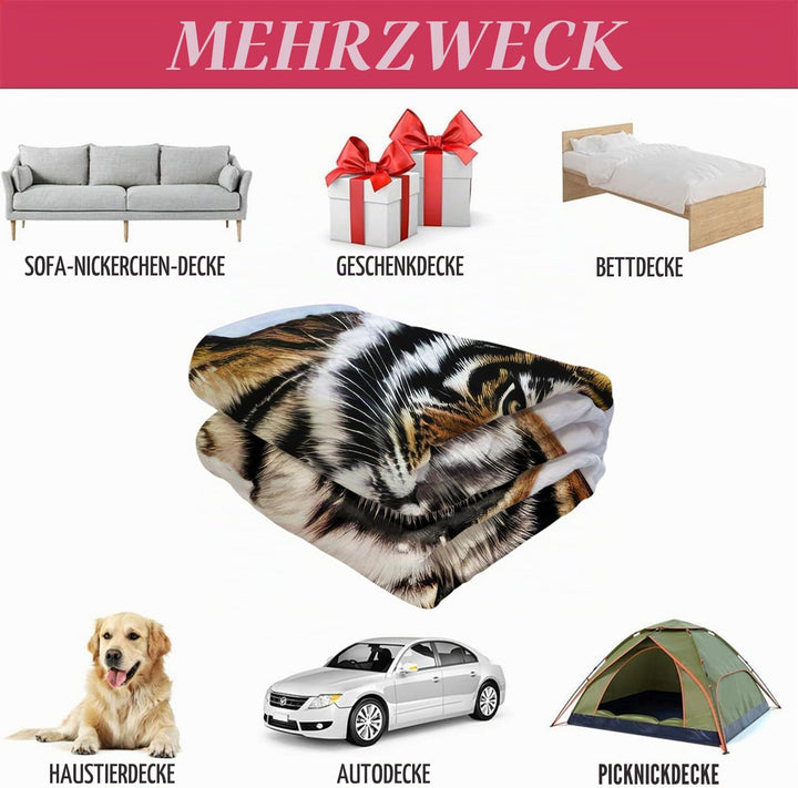 YISUMEI Decke 150x200 cm Kuscheldecken Sanft Flanell Weich Fleecedecke Bettüberwurf Tiger im Schnee