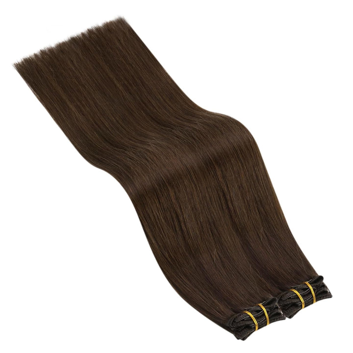 Ugeat Echthaar Clip in Extensions Schokobraun Clip Extensions Echthaar 30cm Clip in Extensions Braun