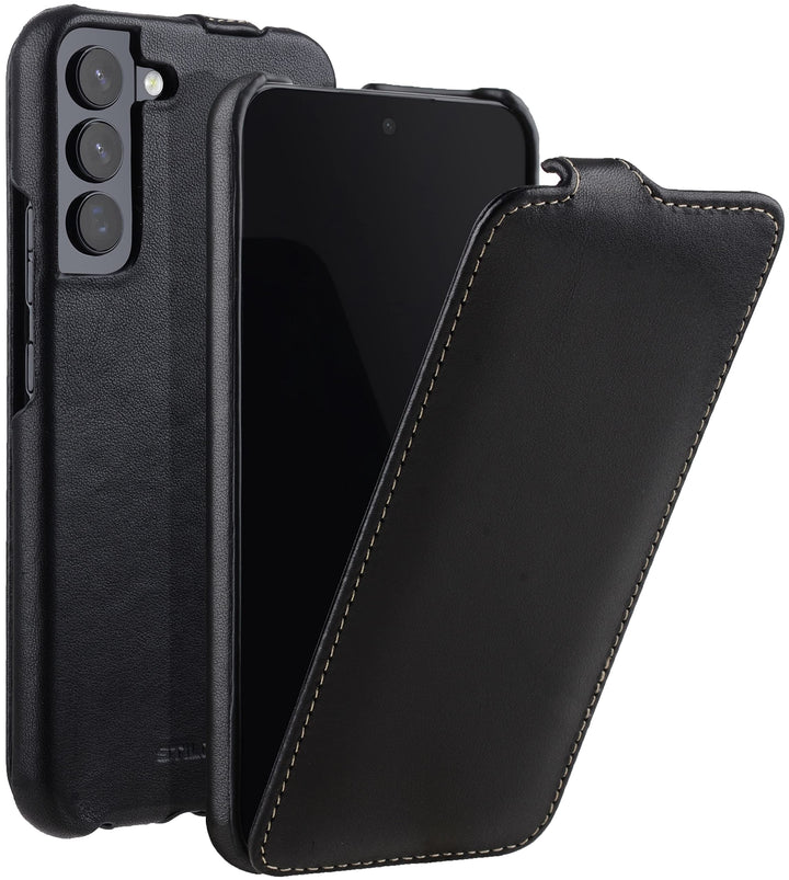 STILGUT UltraSlim kompatibel mit Samsung Galaxy S22 Plus Hülle - Samsung S22 Plus Flip Case aus Lede