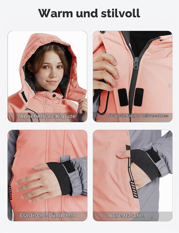 Wantdo Mädchen Berg Ski Jacke Warmer Winter Fleece Mäntel Wasserdichter Atmungsaktive RegenMäntel Ou