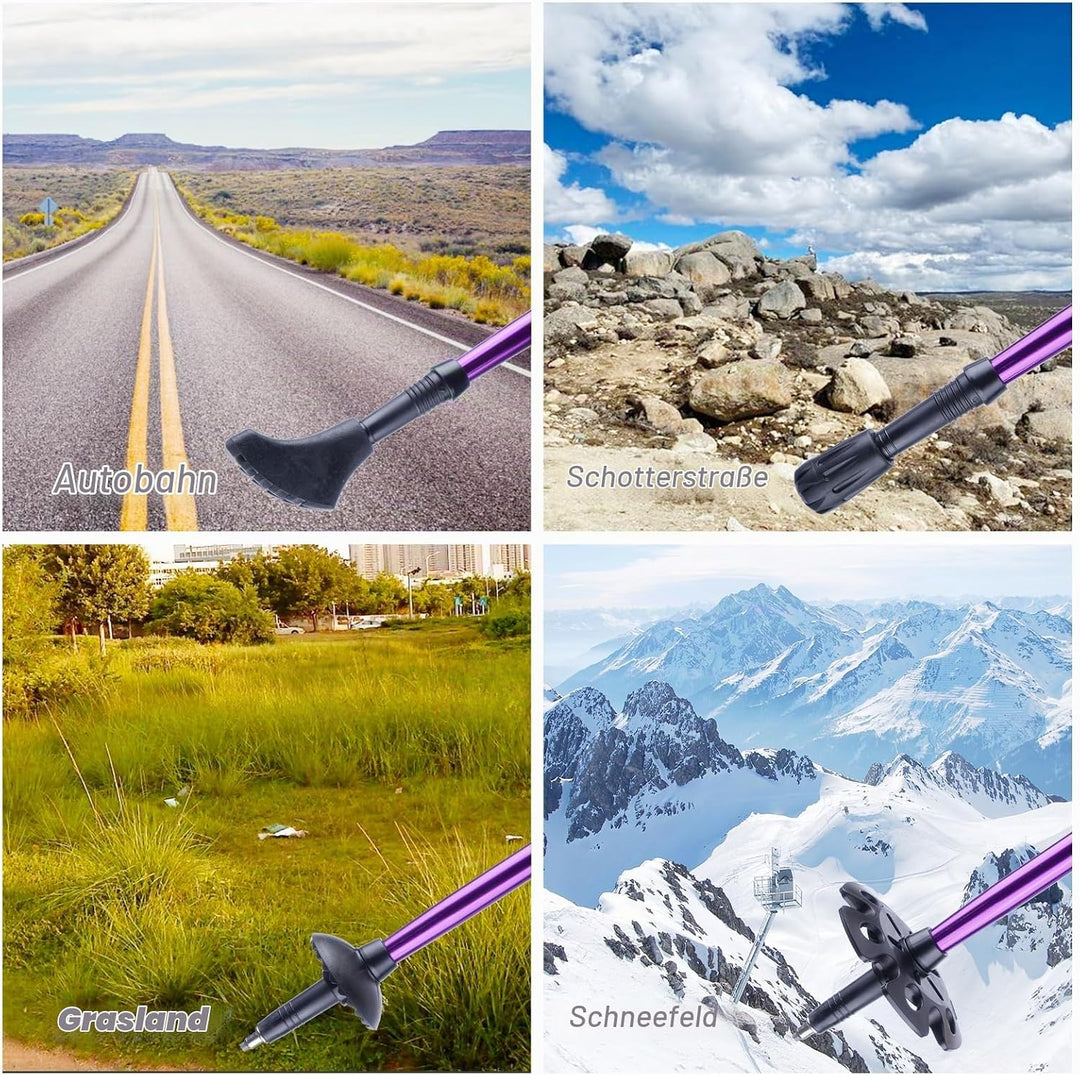 Wanderstöcke Faltbar 105-125 cm 7075 Aluminium, 2 Nordic Walking Stöcke mit Klemmverschluss, 4 Paar