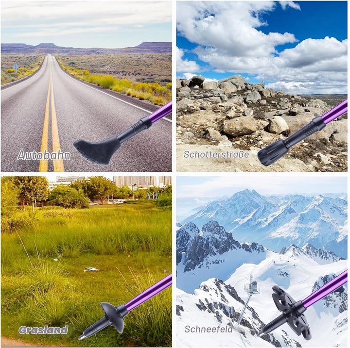 Wanderstöcke Faltbar 105-125 cm 7075 Aluminium, 2 Nordic Walking Stöcke mit Klemmverschluss, 4 Paar