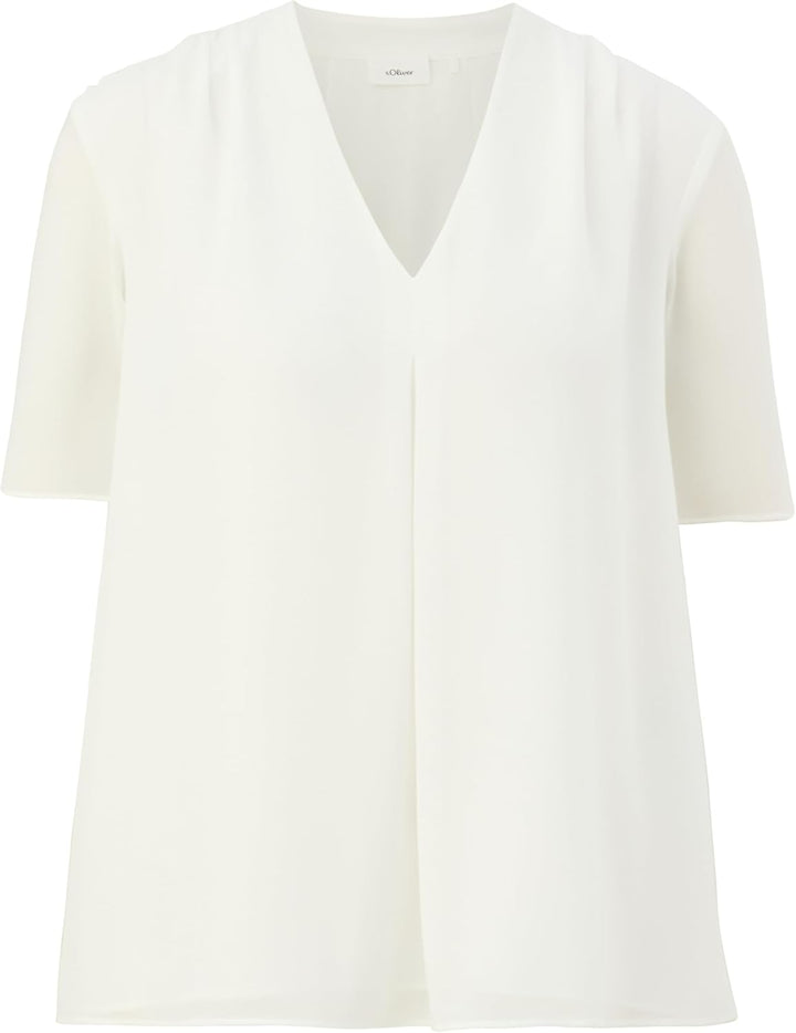 s.Oliver BLACK LABEL Bluse mit V-Ausschnitt, 34 Ecru