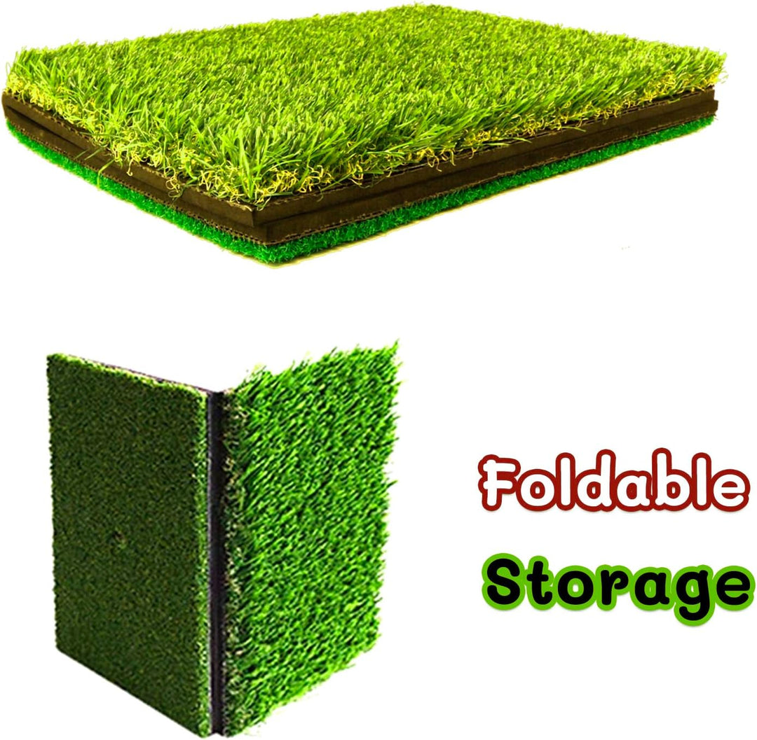 Faltbare Golfschlägermatte mit 2 Rasen, 60 x 40 cm, mit T-Stück für drinnen und draussen