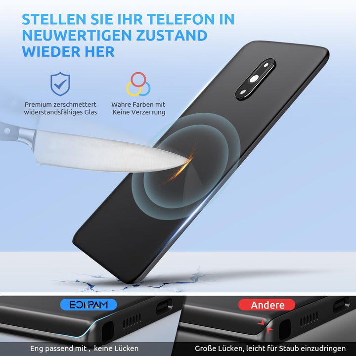 Eonpam Akkudeckel für OnePlus 7 Rückseite Glas Original Backcover Back Glas Ersatz Reparatur Set mit
