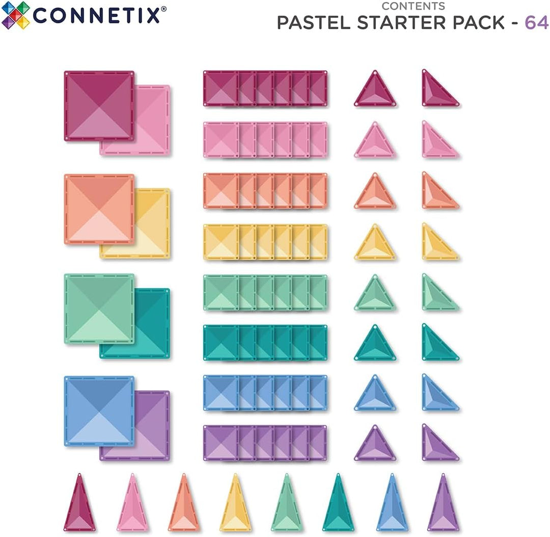 CONNETIX Magnetische Fliesen Pastell Starterpaket, 64 Stück