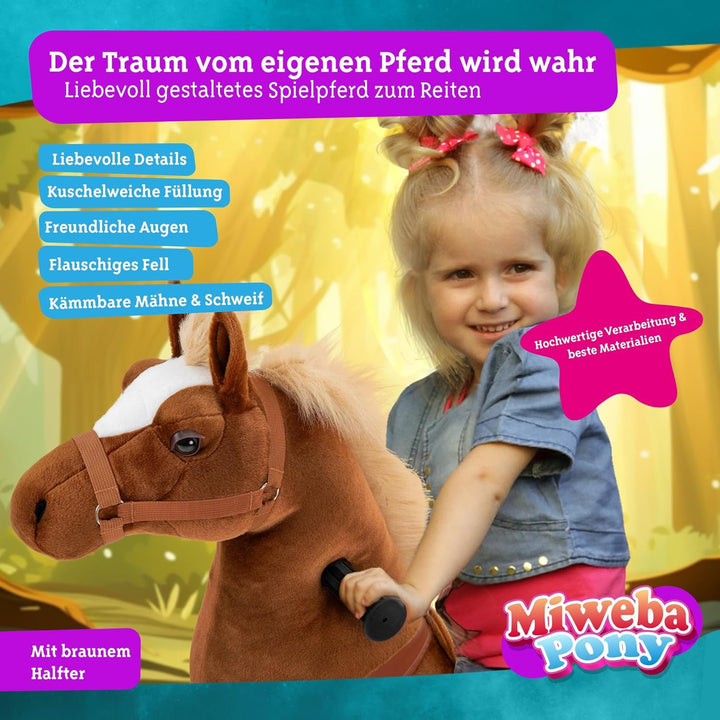 Miweba Pony Amadeus | Reitpferd auf Rollen - Pferd für Kinder - Schaukelpferd - Schaukeltier - Kusch