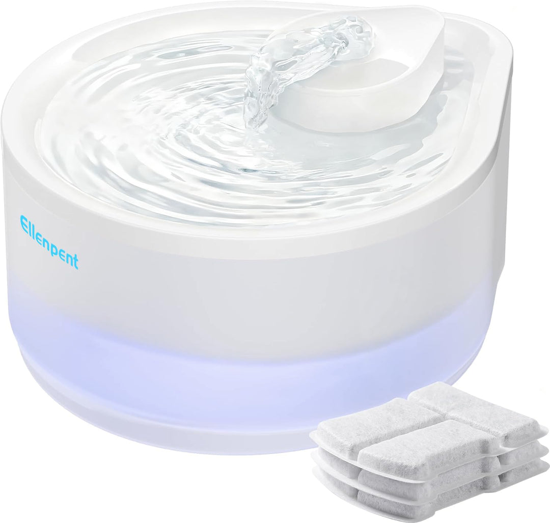 Katzenbrunnen 2,5L Trinkbrunnen für Katze Super Leiser, Wasserbrunnen für Katzen mit LED und 3 Aktiv