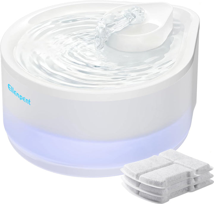 Katzenbrunnen 2,5L Trinkbrunnen für Katze Super Leiser, Wasserbrunnen für Katzen mit LED und 3 Aktiv