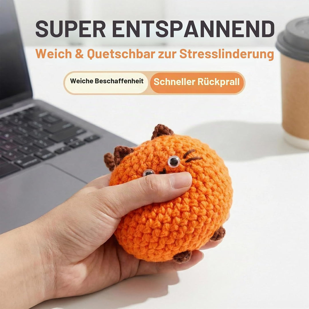 Häkelset Für Anfänger, 4 Stück Crochet Set Amigurumi Katze, Häkelset Stricken Für Anfänger Set Mit V