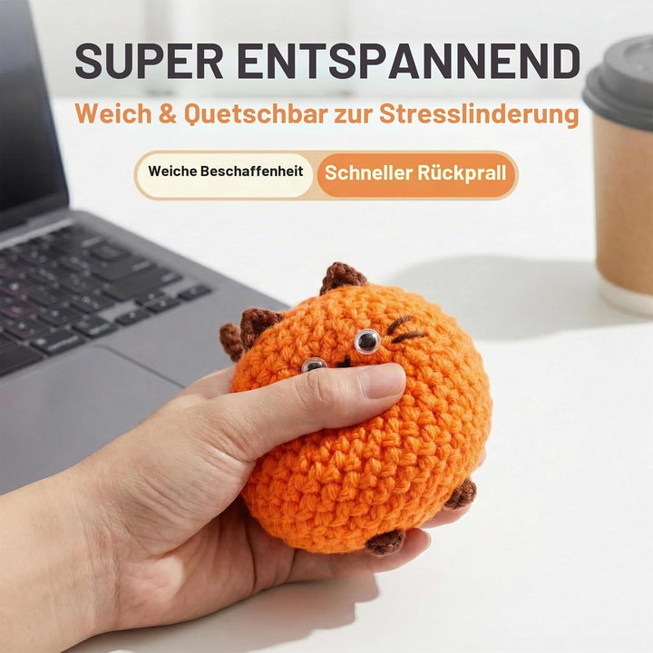 Häkelset Für Anfänger, 4 Stück Crochet Set Amigurumi Katze, Häkelset Stricken Für Anfänger Set Mit V