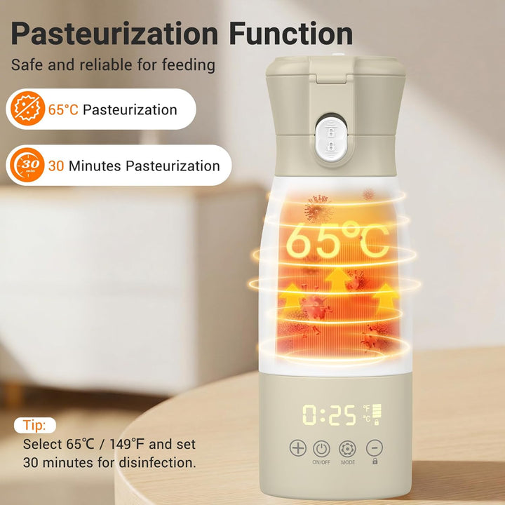 500ml tragbarer Milchwärmer mit LED-Anzeige für Muttermilch und Wasser für Auto, Camping und Reisen
