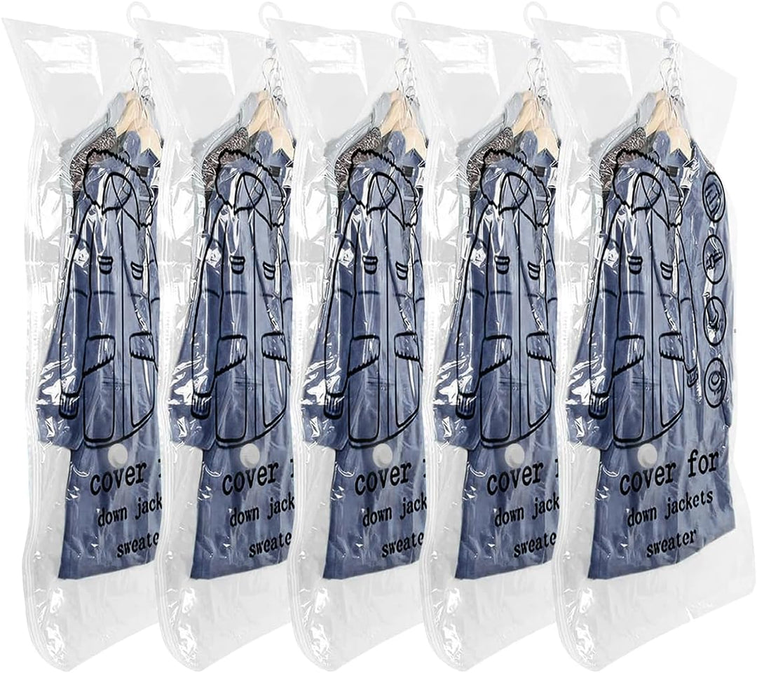 VicBou Vakuumbeutel für Kleidung 5 Stück, Hängende Vakuumierbeutel Kleidung (110x70cm), Vacuum Bags