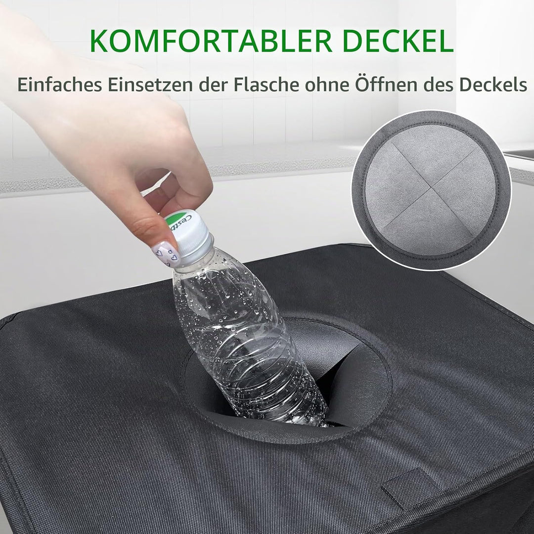 Pfandflaschen Sammelbehälter mit Deckel, 100L Leergut Mülleimer, Pfandbehälter mit Loch, Flaschentas
