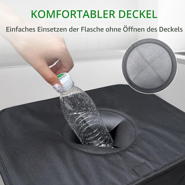Pfandflaschen Sammelbehälter mit Deckel, 100L Leergut Mülleimer, Pfandbehälter mit Loch, Flaschentas
