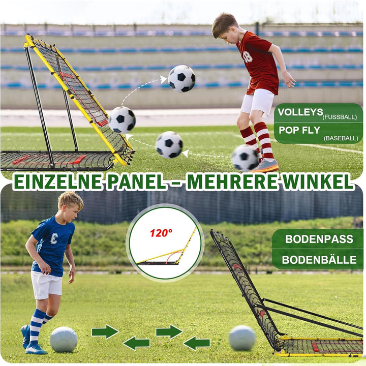 Fussball Rebounder, 85x85cm/120x120cm Rebounder für Fussball, Verstellbar mit 8 Winkeln, Doppellagig