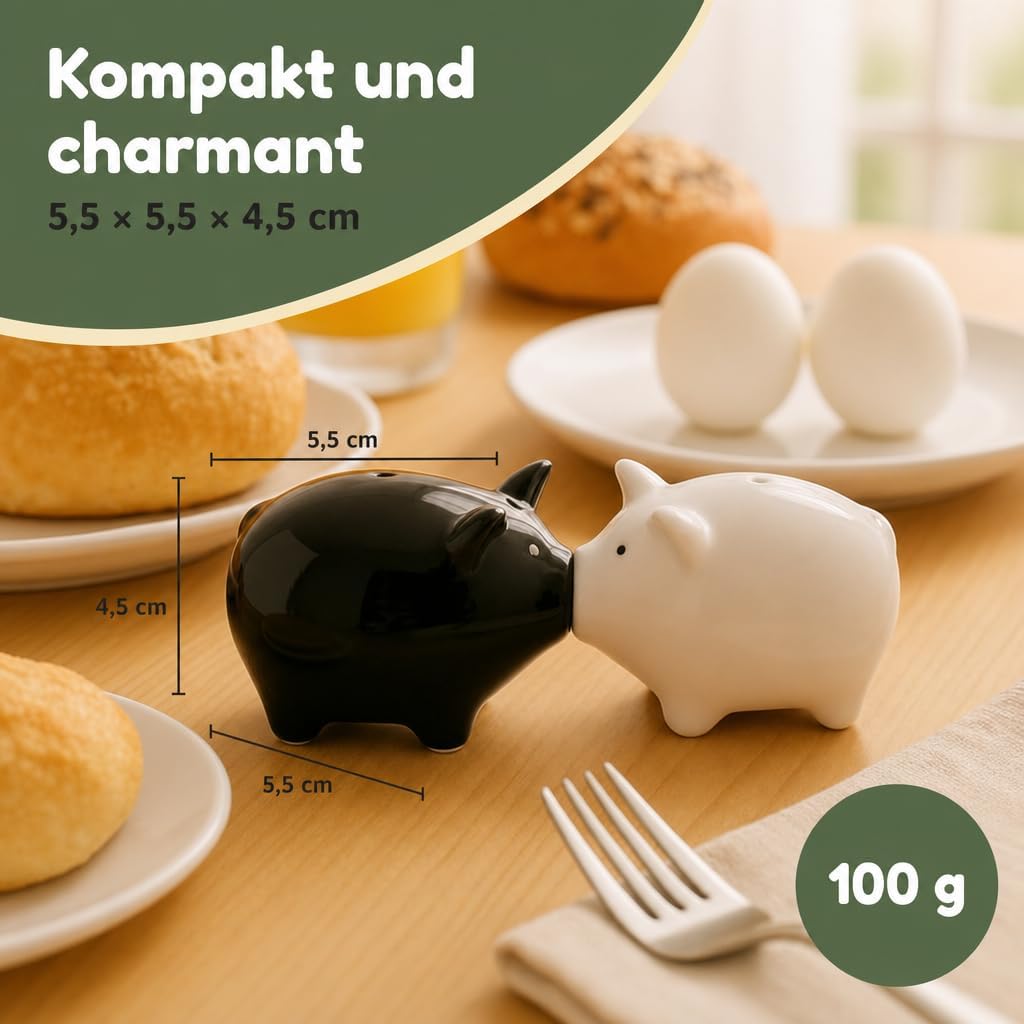 MIJOMA Salz- & Pfefferstreuer Set - Stilvolles Porzellandesign, Lebensmittelecht, Einfach zu Befülle