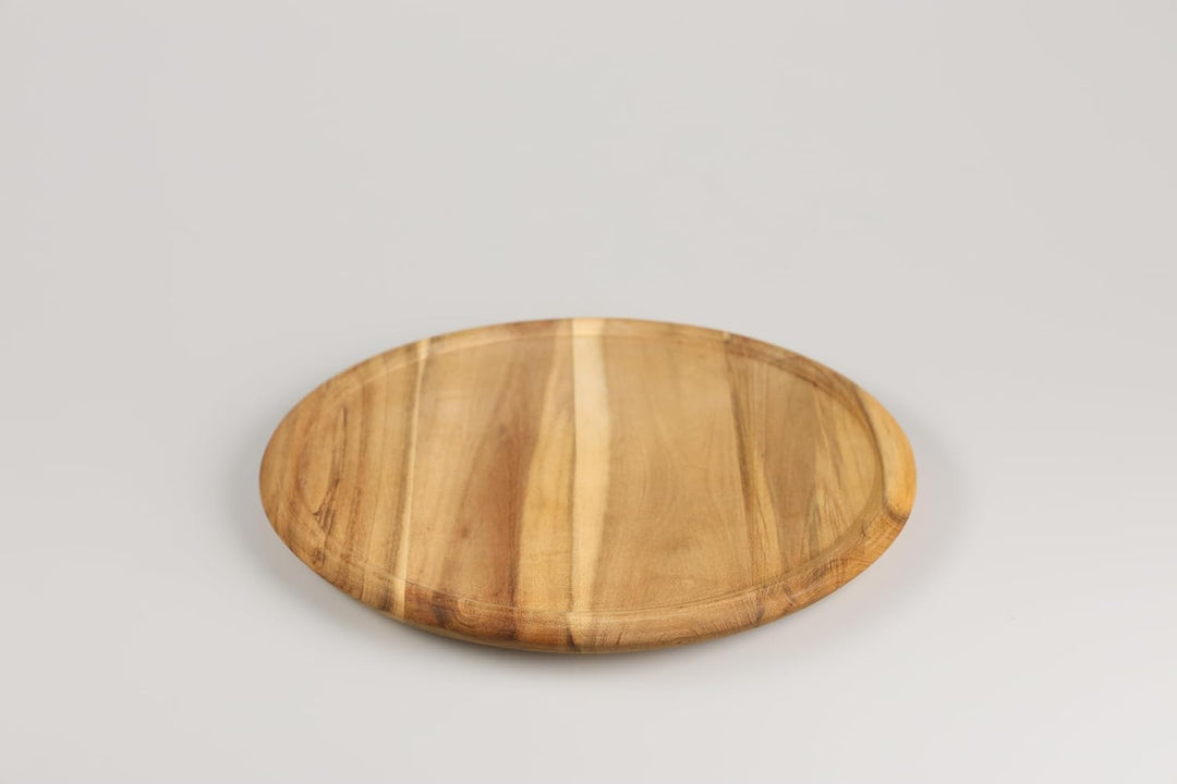 MOON HOME Pizzabrett - 3er Set Saturn ⌀32x2 cm, FSC® Akazie/Holz, grosser Pizzateller rund, Pizza-Se