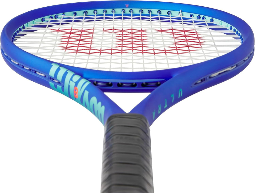 Wilson Ultra 100 V5 Performance Tennisschläger für Erwachsene, bespannt mit Sensation 16 Natural bei