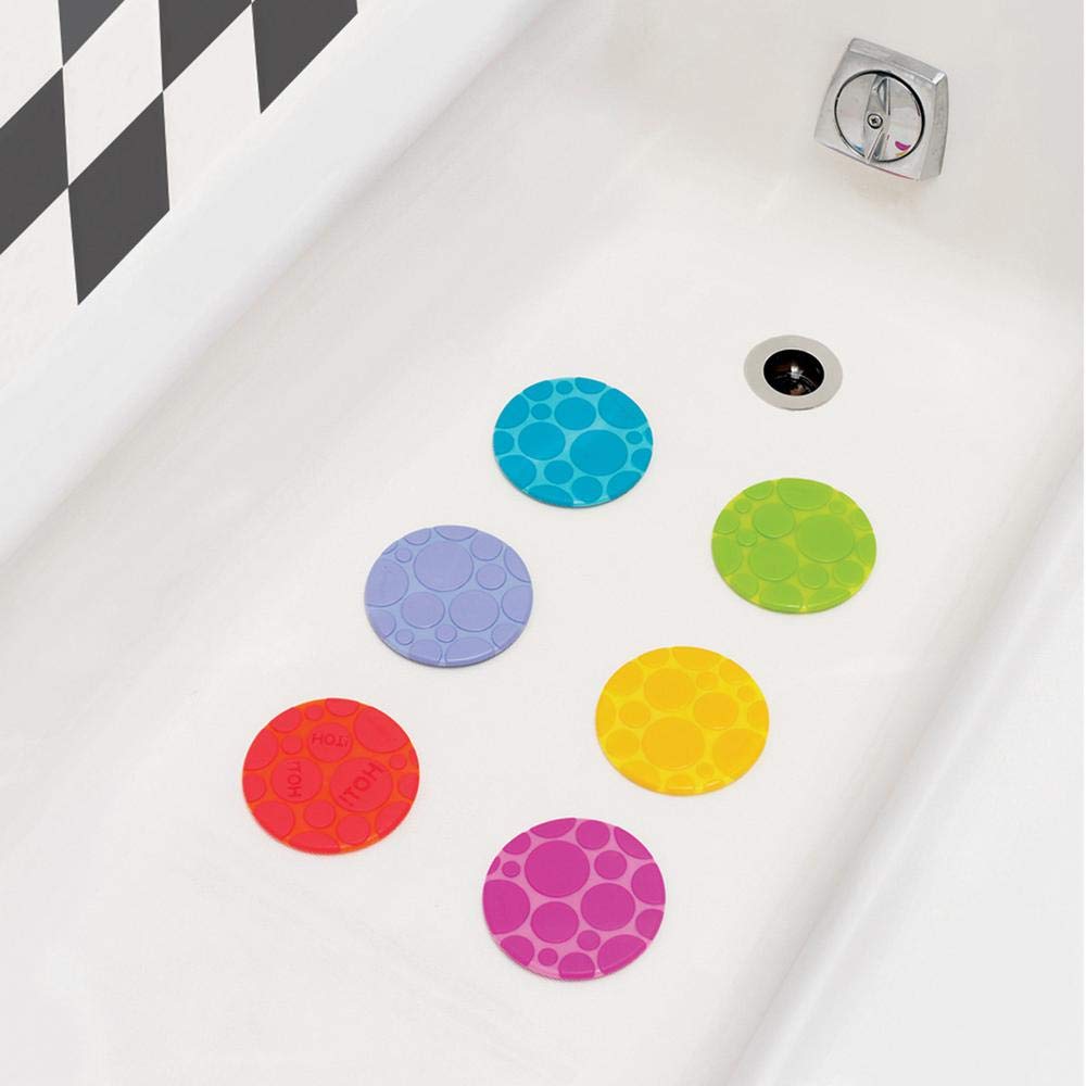 Munchkin Non-Slip Grippy Dots Bath Mat Hot Detection Technology, Pack of 6, Grippy Dots