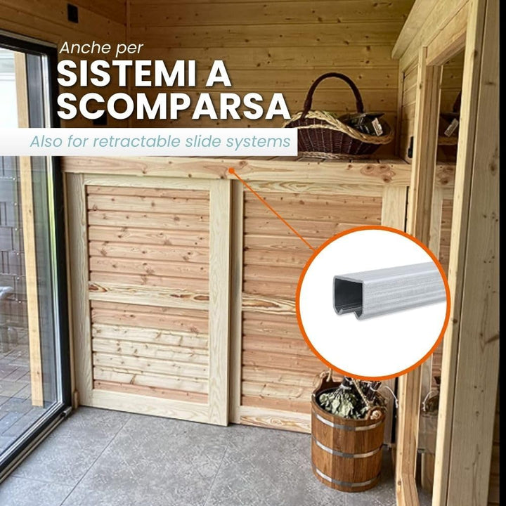 TENDAGGIMANIA® Schiebetürsystem Set für Schiebetüren Vorhangschiene aus verzinktem Eisen MR3, 3x3cm,