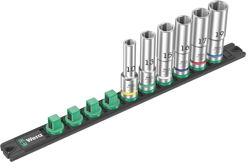 Wera 05005470001 Nuss-Magnetleiste C Deep 1 Steckschlüsseleinsatz-Satz, 1/2"-Antrieb, 6-teilig C Dee