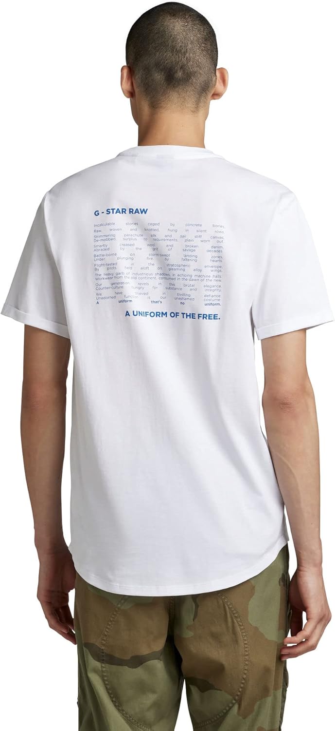 G-Star Herren Lash Back Text T-Shirt XXS Weiss (White D22815-336-110), XXS Weiß (White D22815-3