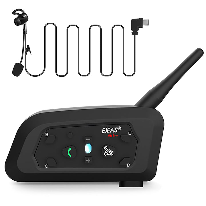 EJEAS V6C Professionelles Fussball Schiedsrichter Bluetooth Intercom Headset, 800m 2 Personen Volldu