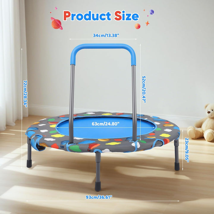 Trampolin für Kinder, 3-in-1-Falttrampolin, Kleinkindtrampolin für drinnen und draussen mit Lenker,