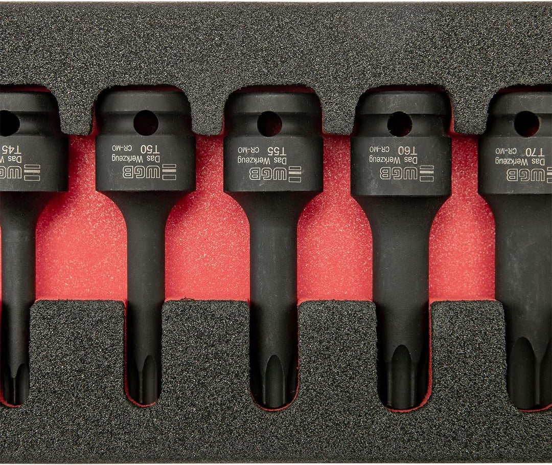 1/2" Torx Nuss Set in Werkzeug Einlage 8 teilig TX30 bis TX80 | Torx Bit und Stecknuss Set mit Loch