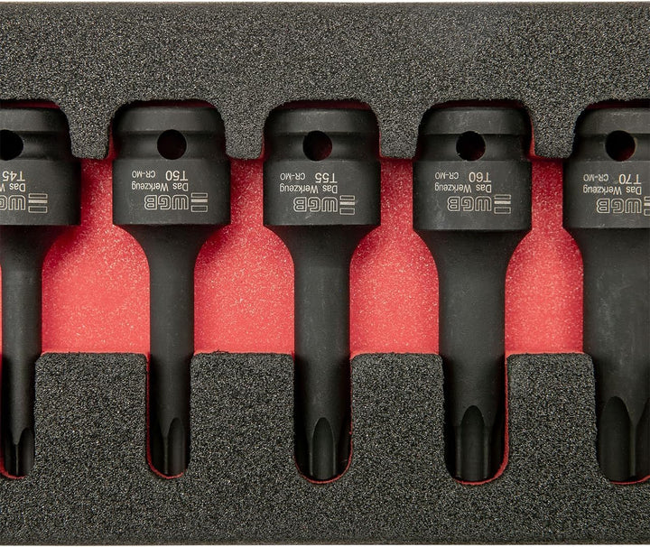 1/2" Torx Nuss Set in Werkzeug Einlage 8 teilig TX30 bis TX80 | Torx Bit und Stecknuss Set mit Loch