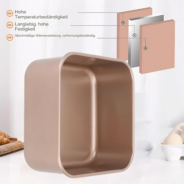 Brotbackform 17cm/21cm/23cm Quadratisch 8cm Tief Kastenform Karbonstahl Antihaftbeschichtung Brotfor