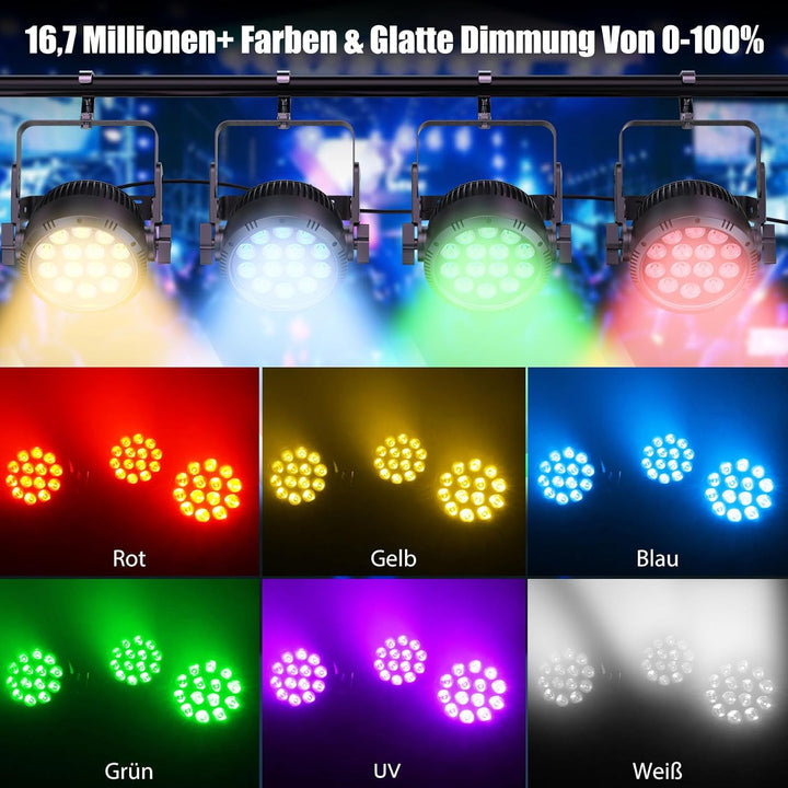 4PCS RGBW 200W LED Par Strahler IP65, Wasserdichte 14 LED Bühnenlicht mit Stroboskop, Discolicht Par