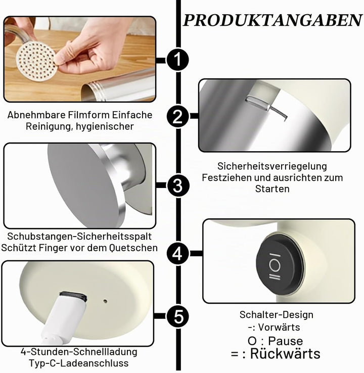 Elektrische Nudelmaschine Handheld, 50ML Automatische Handheld Noodle Maker, Hand Nudelmaschine Elek