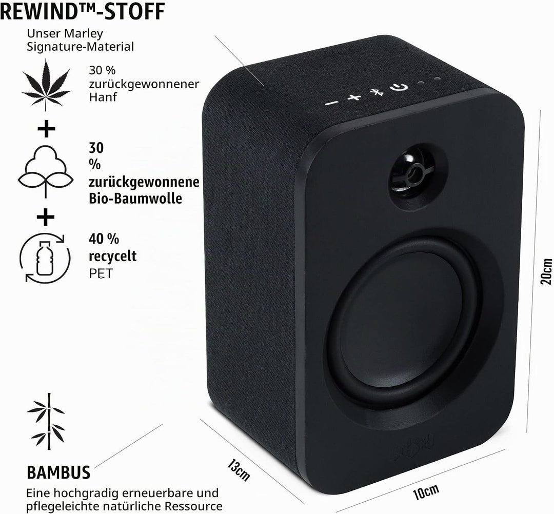 House of Marley Get Together Duo Bluetooth Lautsprecher Boxen Schwarz - Nachhaltig hergestellte Rega